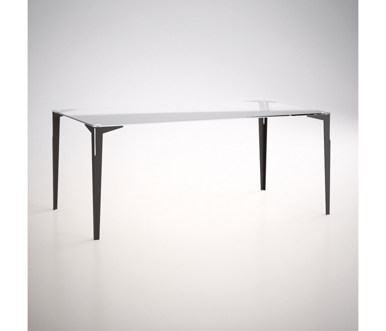 Mesa de comedor rectangular con tapa de cristal o madera DS364LM