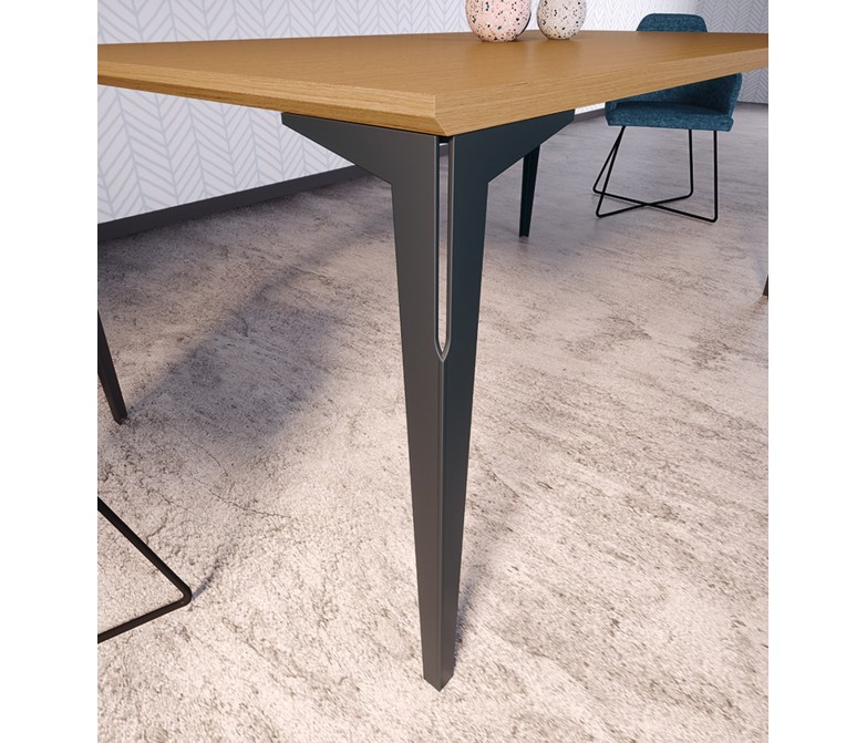 Mesa de comedor rectangular con tapa de cristal o madera DS364LM