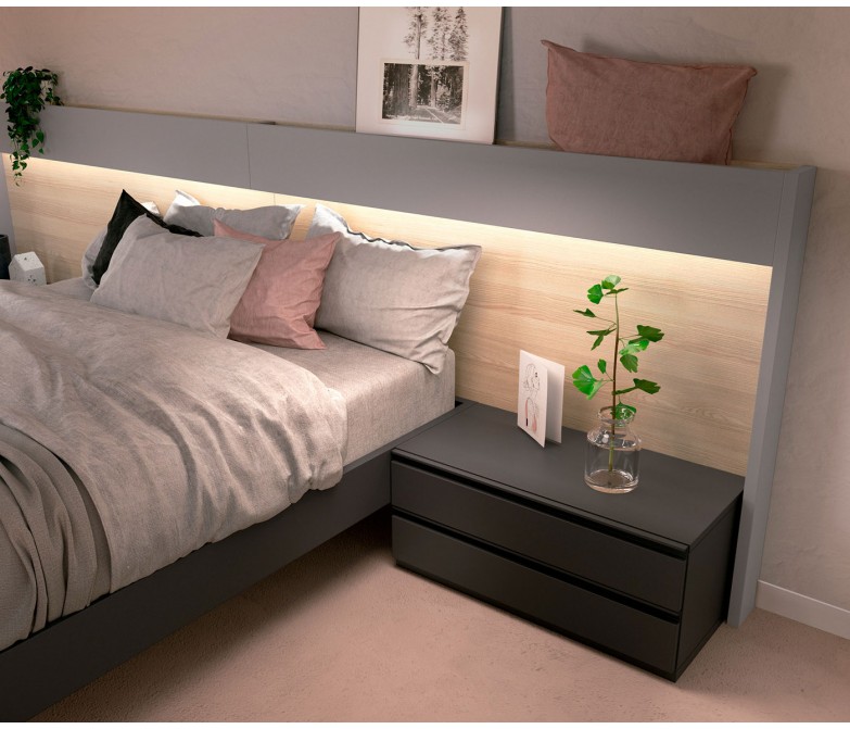 Dormitorio moderno con cabezal iluminado DS306C05