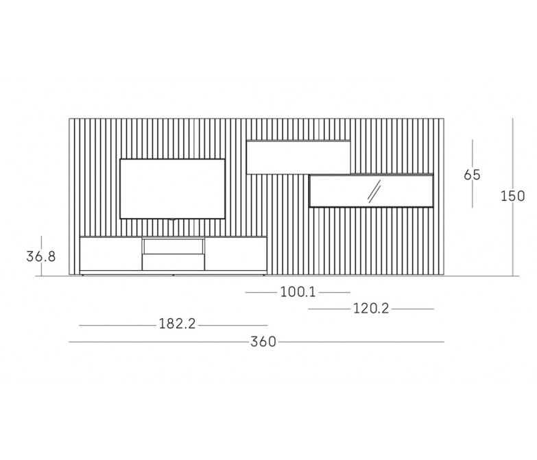 Composición de salón moderno con vitrina DS306C08