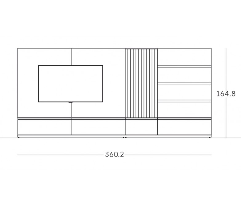 Composición mueble de salón con paneles y estantes con luz DS306C012