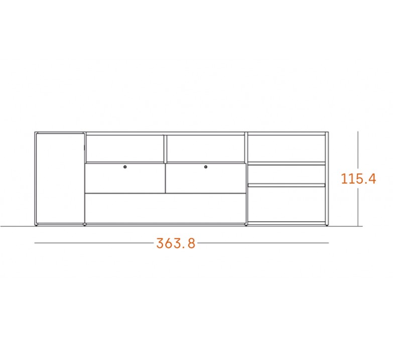 Aparador con escritorio, armario y arcón doble DS306ADD014
