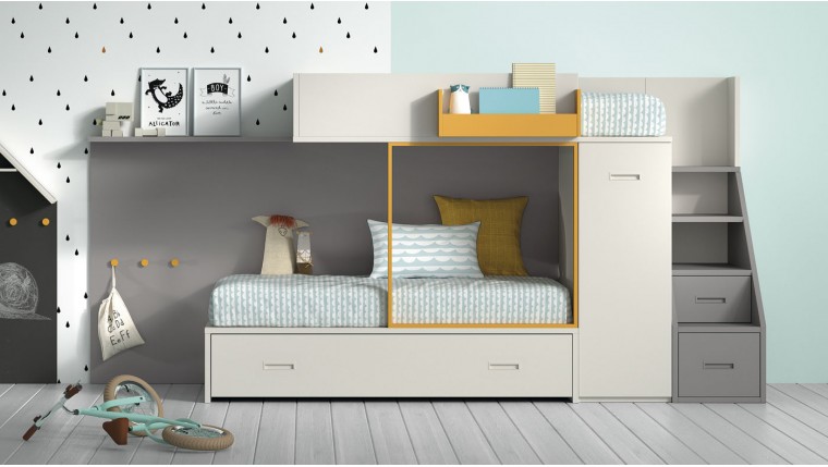 Dormitorio juvenil de diseño moderno con escritorio DS459CP20 - Dstilo