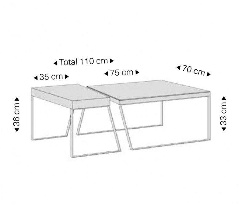 Set de dos mesas de centro de diseño moderno con estructura metálica DS51JHN