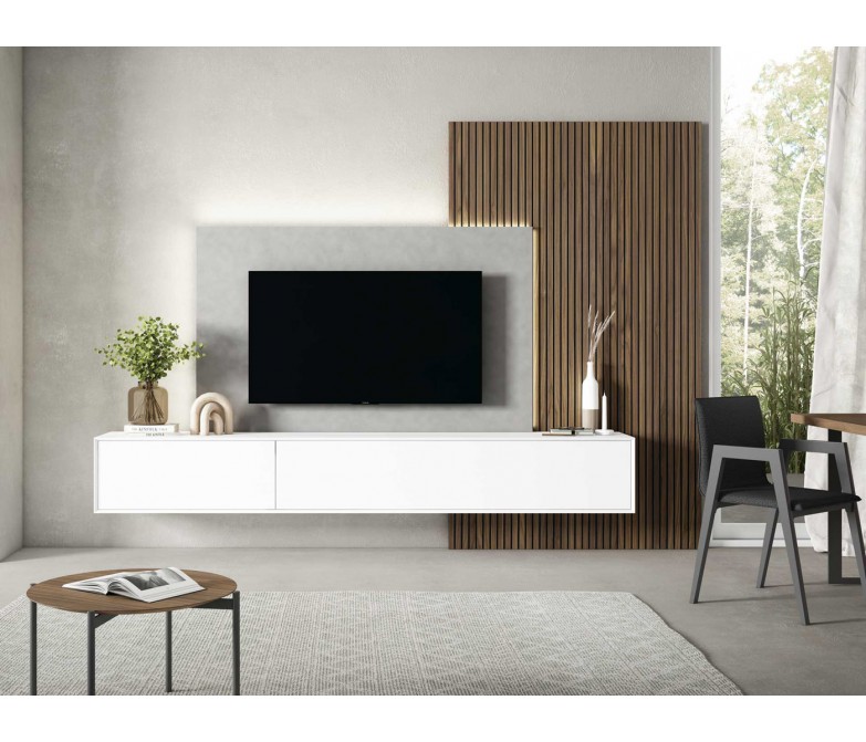 Composición de TV con panel en madera natural DS172ID04