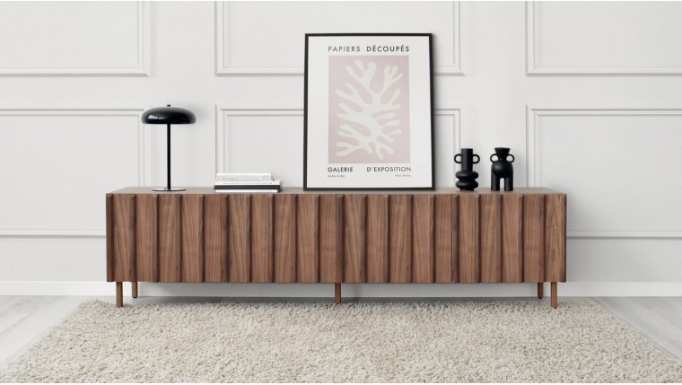 Mueble TV de diseño elegante en madera de nogal DS194STKN