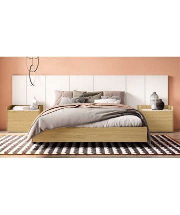 Cabezal y mesitas de diseño moderno en roble y blanco DS172IN10