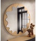 Espejo circular de diseño moderno con marco de madera DS51RG