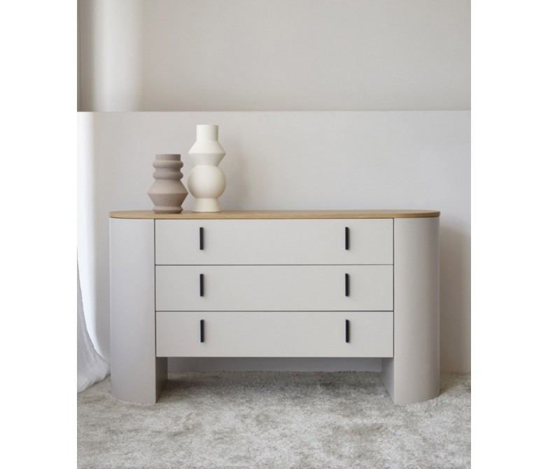 Cómoda de diseño contemporáneo en gris arena y roble DS373CLT