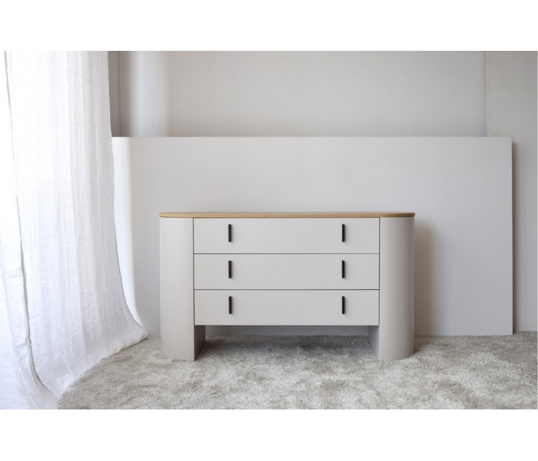 Cómoda de diseño contemporáneo en gris arena y roble DS373CLT
