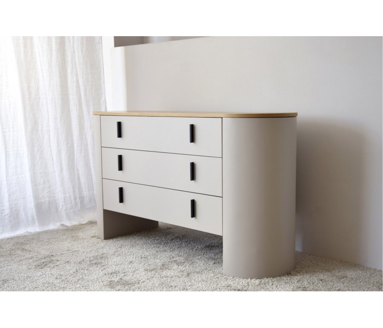 Cómoda de diseño contemporáneo en gris arena y roble DS373CLT