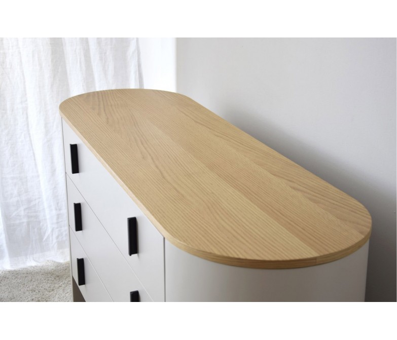 Cómoda de diseño contemporáneo en gris arena y roble DS373CLT