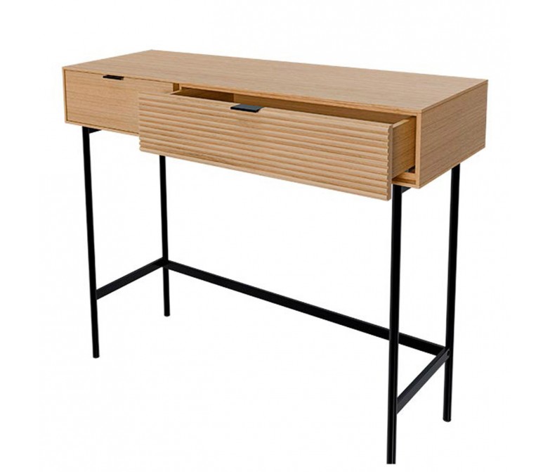 Consola de madera de roble con dos cajones DS384TLS