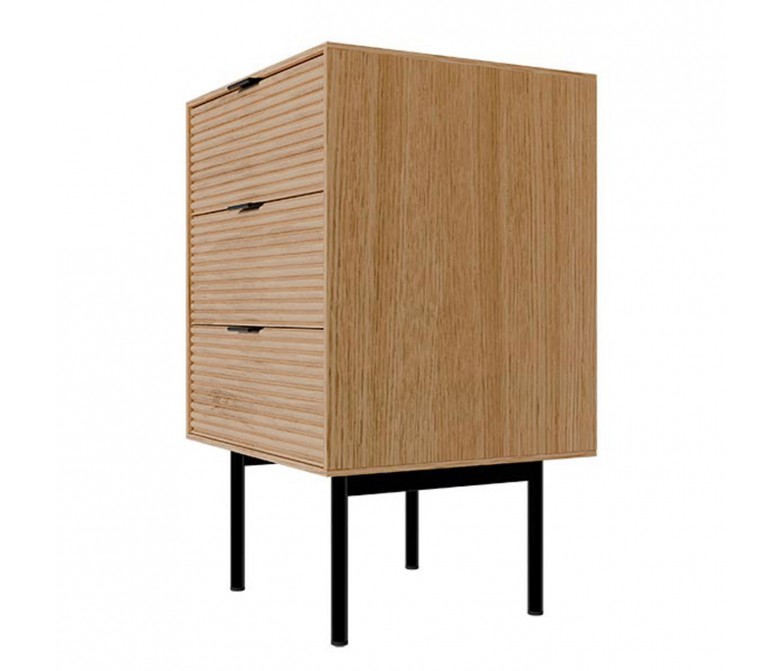 Mesita de noche en roble con tres cajones DS384SN