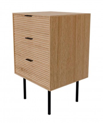 Mesita de noche en roble con tres cajones DS384SN