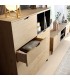 Composición salón de diseño moderno en madera natural con detalles en color antracita DS277C01