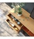 Composición salón de madera natural combinado con lacados en color arcilla DS277C10