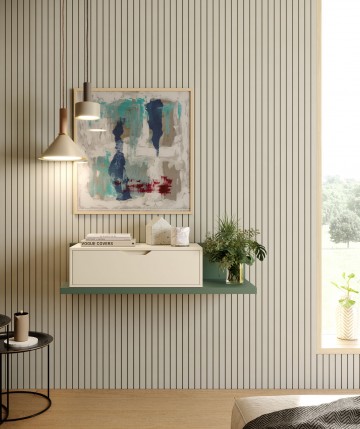 Recibidor de diseño minimalista lacado en verde persa y perla DS277RCB06