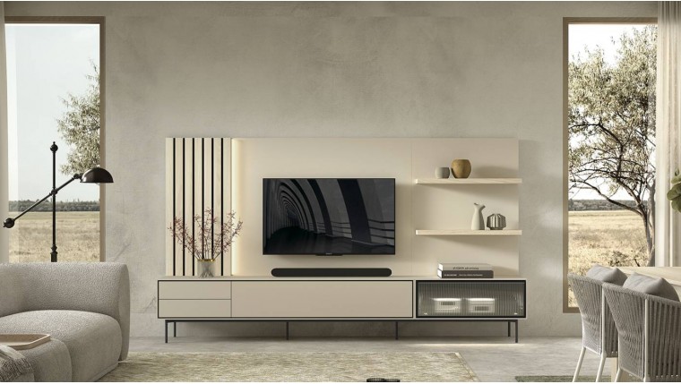Mueble TV con b ancada metálica y luz led DS533106
