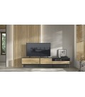 Composición mueble TV con panel alistonado y luz led DS533112