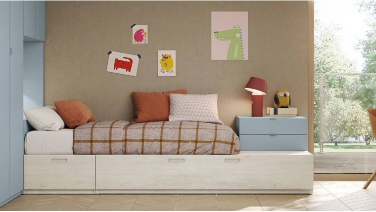 Cama juvenil DS306STY10 con arcón práctico