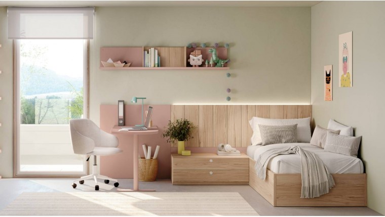 Dormitorio juvenil DS306STY19 con luz led en cabecero