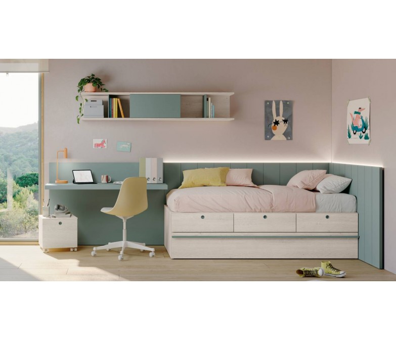 Dormitorio juvenil DS306STY24 con dos camas