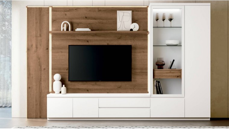 Mueble TV con LED DS950A02 blanco seda