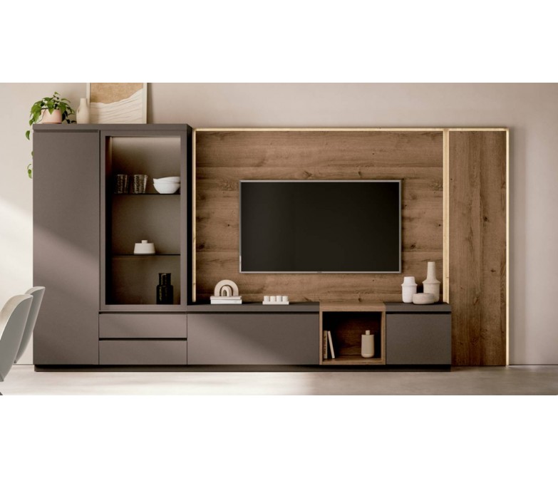 Mueble salon TV con luz led de diseño vanguardista DS950A05