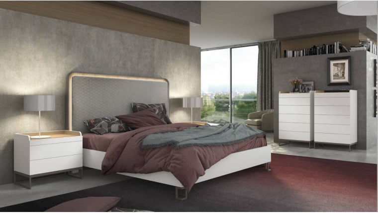 Dormitorio con cabezal metálico con luz led DS317GLXY