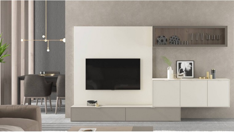 Composición de salón con panel estilo moderno DS503NATUR6
