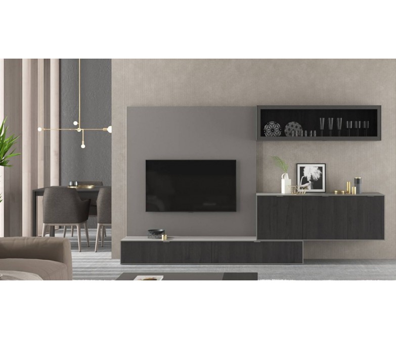 Composición de salón con panel estilo moderno DS503NATUR6