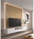 Mueble de salón con panel alistonado y luz led DS648N025
