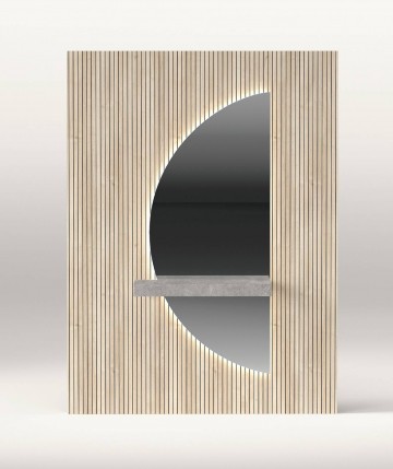 Mueble recibidor con espejo media luna y luz led DS648N209
