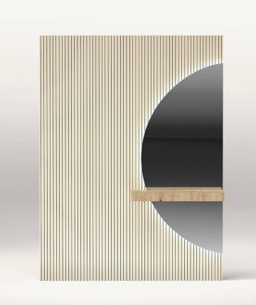 Mueble recibidor con espejo media luna y luz led DS648N210