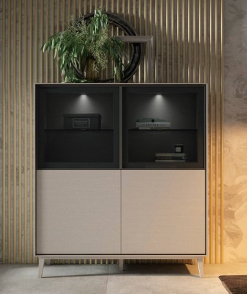 Vitrina moderna con iluminación LED y diseño geométrico DS642716