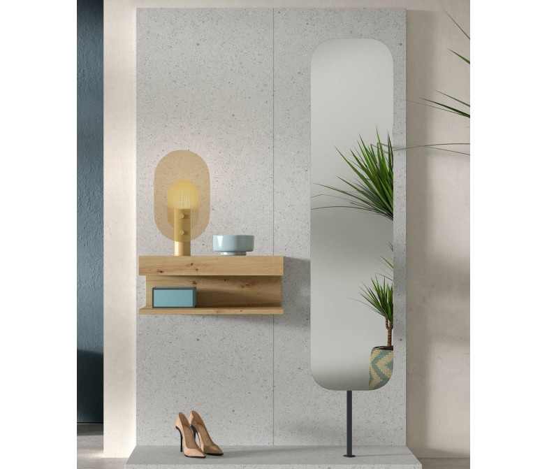Mueble de entrada con perchero y espejo giratorio DS648N124