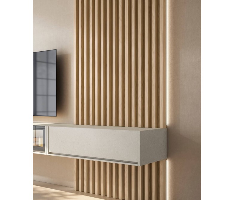 Composición mueble de salón colgado con luz led DS849COMNAT01