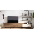 Composición mueble de salón con estantería colgada DS849COMNAT03