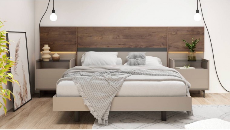 Dormitorio con bañera y luz led en cabecero DS849BED01