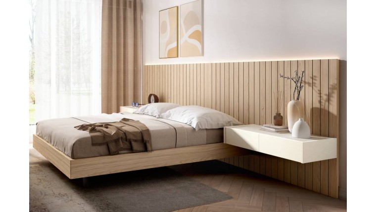 Dormitorio estilo moderno con luz led en cabecero DS849BED03