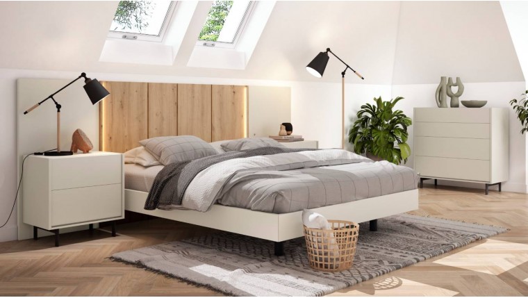 Dormitorio de matrimonio moderno con luz led DS849BED05