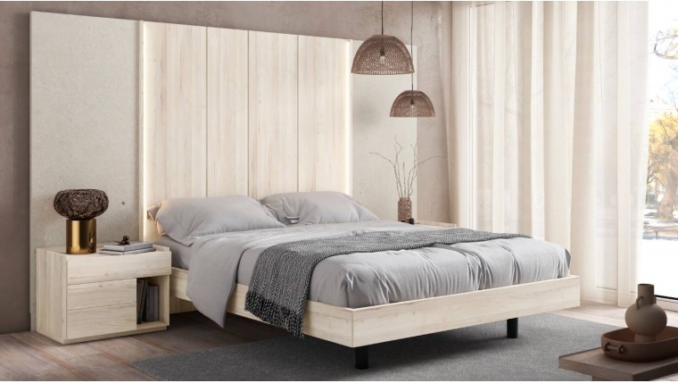 Dormitorio con cabecero alto y luz led moderno DS849BED07