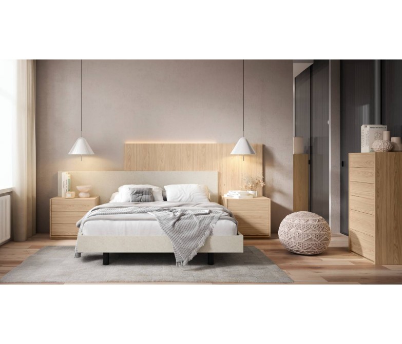 Dormitorio con luz led en cabecero y sinfonier DS849BED11