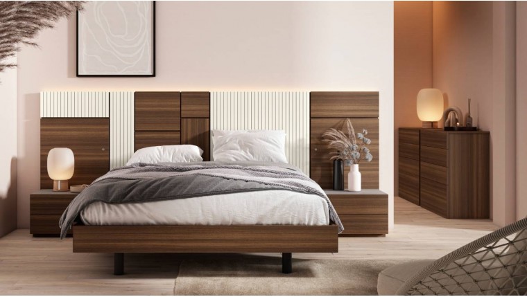Dormitorio elegante con luz led en cabecero DS849BED15