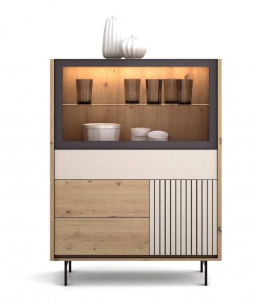Mueble auxiliar vitrina con puerta abatible y luz led DS849ULA