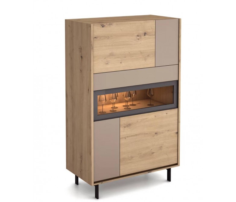 Mueble auxiliar vitrina con puerta abatible y con luz led DS849ST