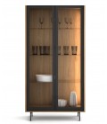 Mueble auxiliar alto vitrina con 2 puertas de aluminio y luz led DS849NM