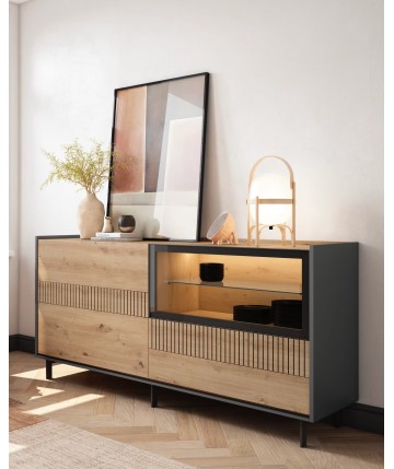 Mueble aparador con vitrina y luz led DS849TK