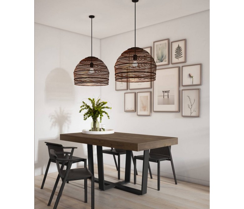 Mesa de comedor fija o extensible con tapa de 30 mm y patas metálicas DS849BR